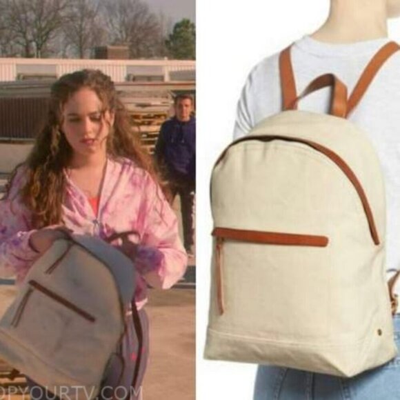 Madewell The Charleston Backpack in Beige Vintage Canvas Italian Leather Trim main image 6